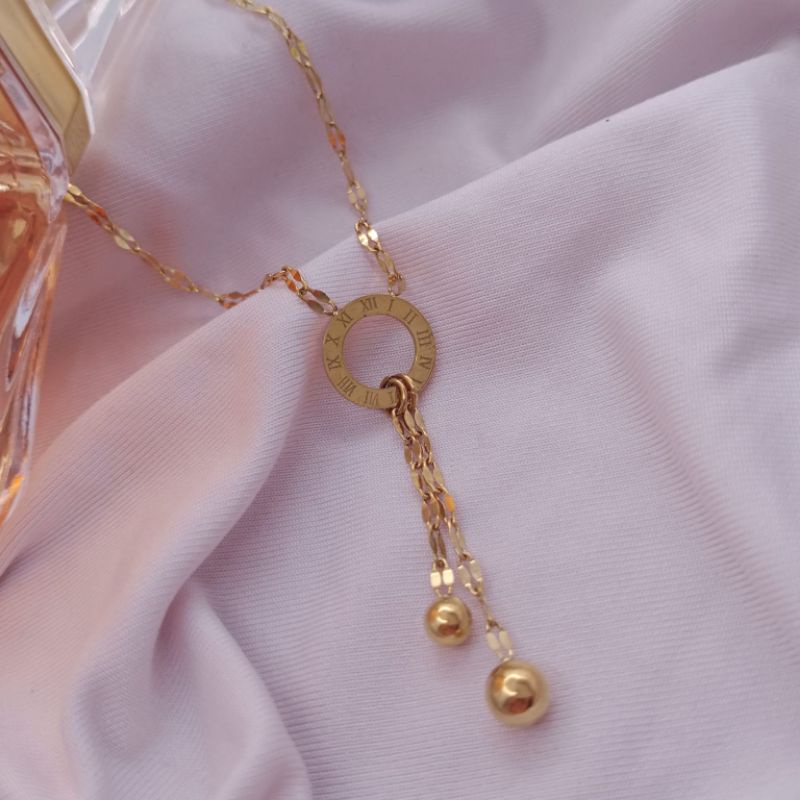 kalung rantai titanium ring BVLGARI 24k kalung titanium asli kalung wanita kalung murah kalung 18k k