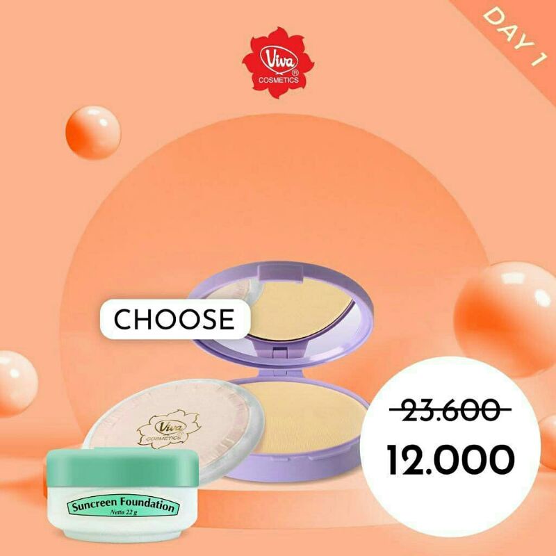 Paket 1 Compact Powder Lilac Suncreen faundation Viva 1