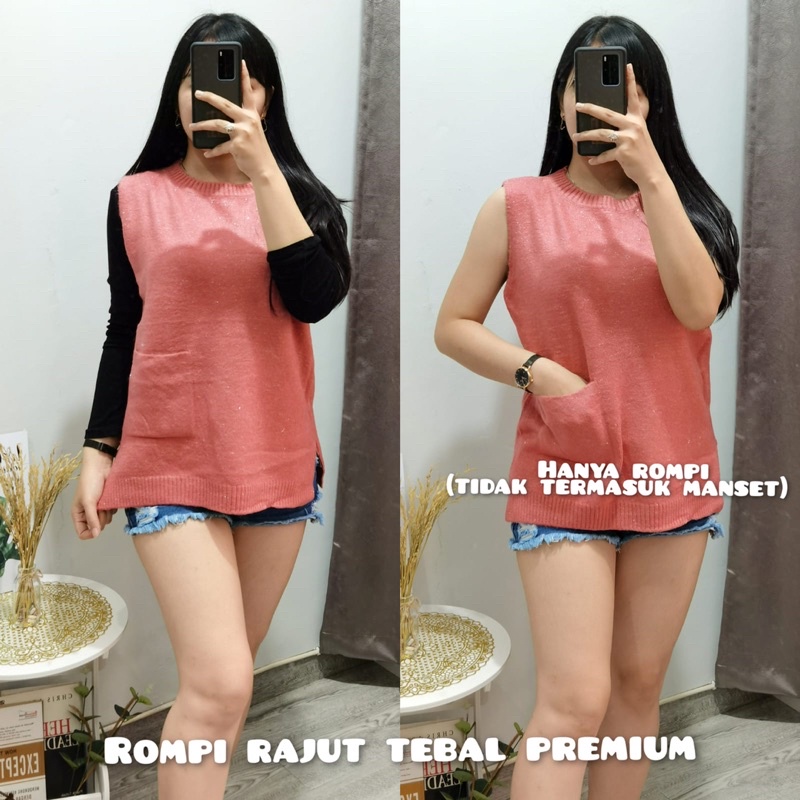 GLIVEO (COD) - OUTER ROMPI RAJUT WANITA TANPA LENGAN / VEST ROMPI RAJUT PREMIUM / VEST ROMPI KNIT WA