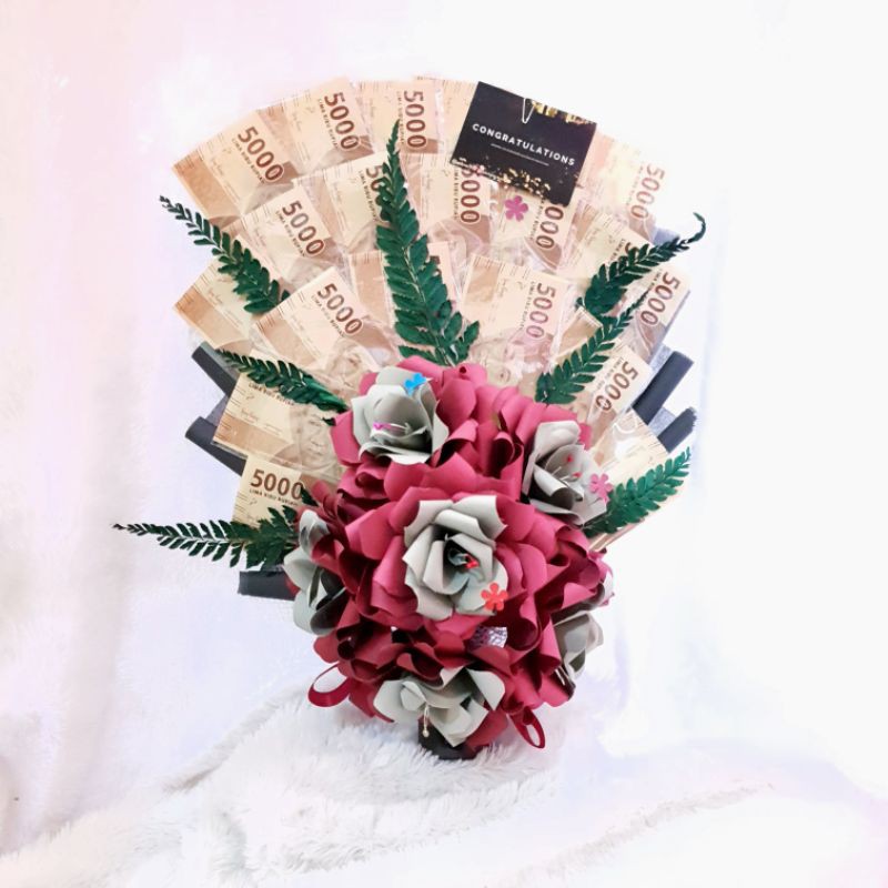 Buket Uang 100.000 Asli / Buket Bunga Kertas Uang Asli / Money Bouquet