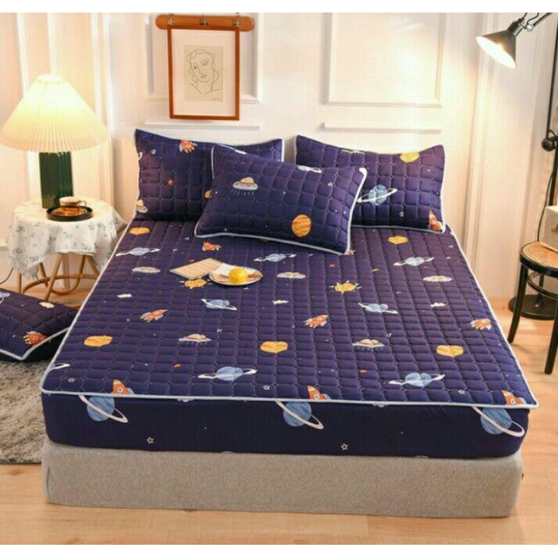 SPREI SULTAN WATERPROOF 180 x 200 CM ANTI AIR IMPOR BED PROTECTOR KUNING WORTEL PINK-5