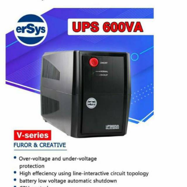 Ups ersys 600va bisa untuk cctv komputer elektronik ups 600 va murah