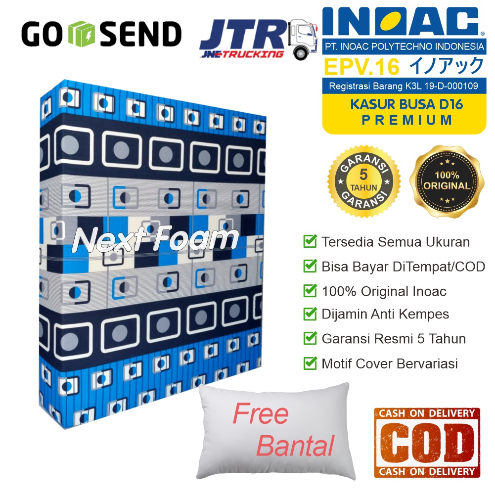 Kasur Busa Inoac EPV D16 Gratis Bantal Semua Ukuran Tebal 20 cm 15 cm 10 cm Original Inoac Garansi 5 Tahun Anti Kempes