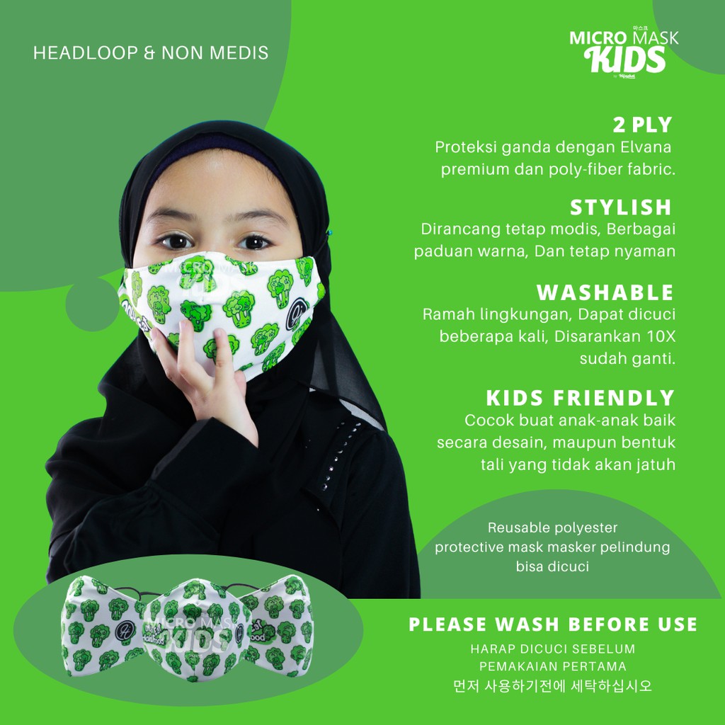 MICRO MASK KIDS® ONLY EAT HALAL FOOD Masker kain Masker Masker hijab kain Masker kain hijab motif-HALAL 01