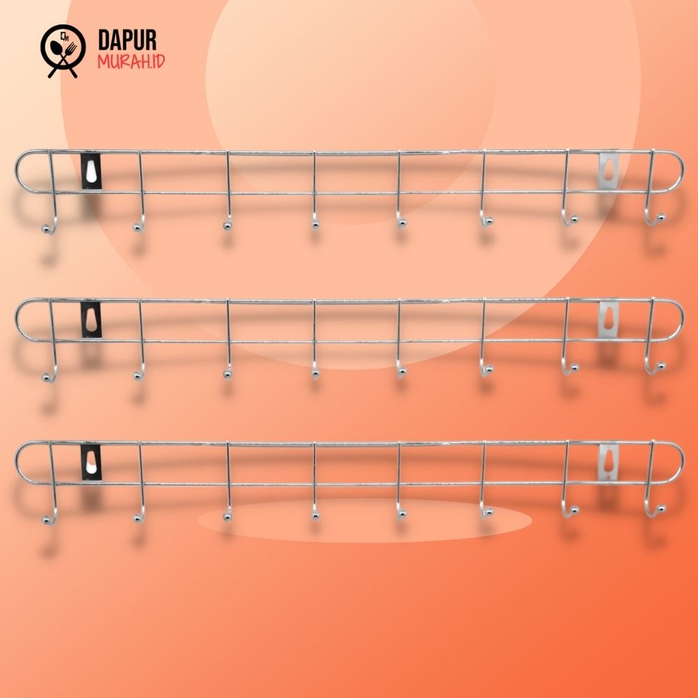 Gantungan Baju Hook Stainless Steel 8 Kait - 3 pcs