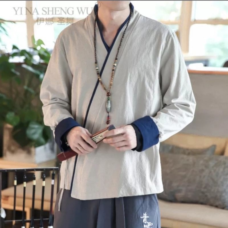 cardigan kimono jacket cotton linen / kardigan Kimono pria