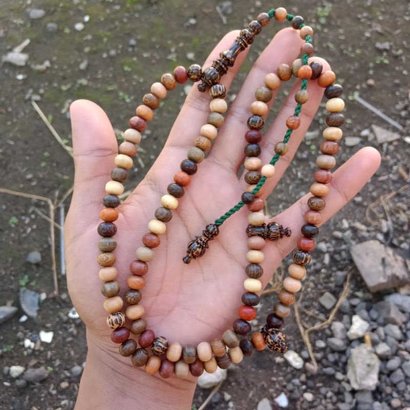 Tasbih Kombinasi 20 Kayu Langka Bertuah Nusantara Motif Pipih