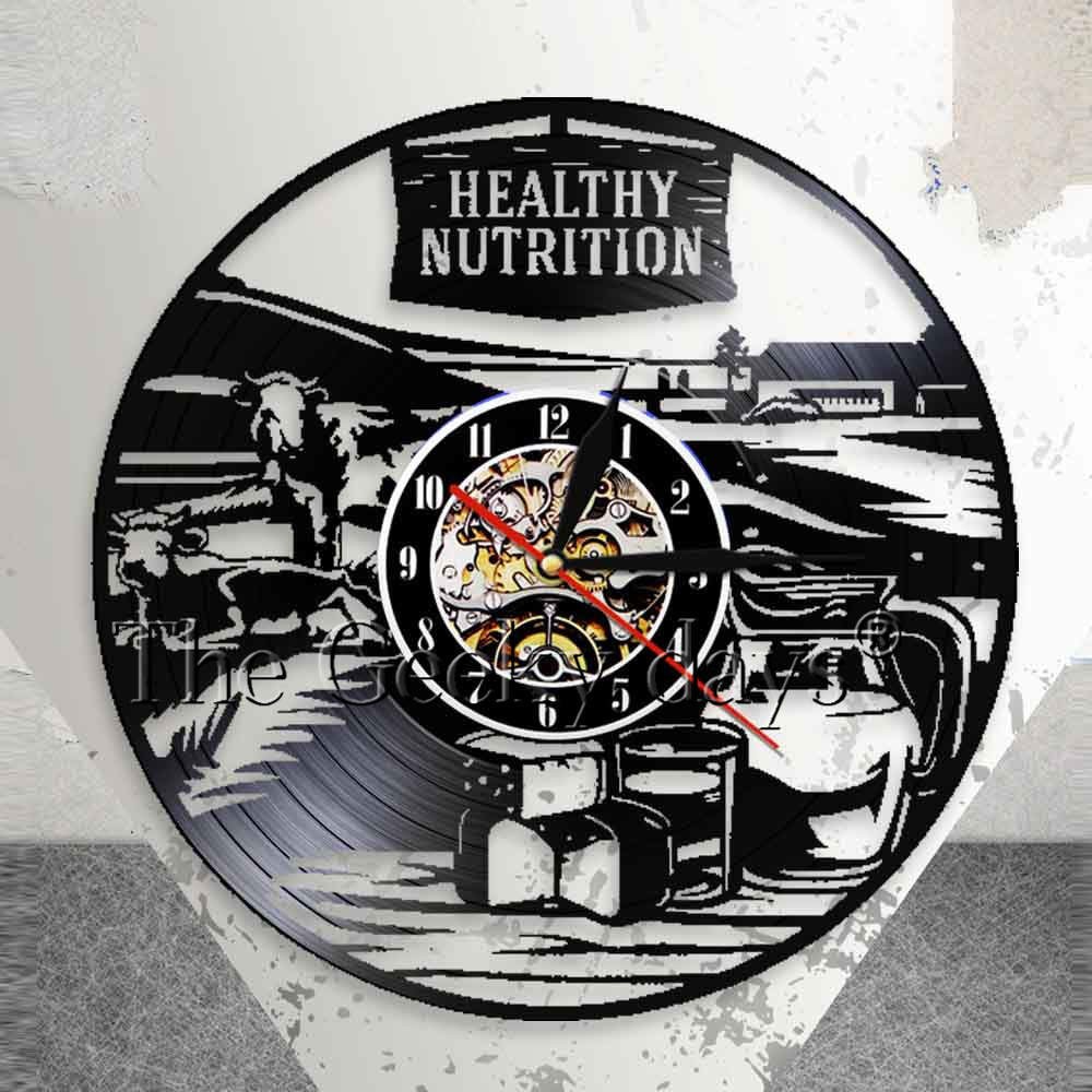 Free Ongkir Healthy Nutrition Farmhouse Wall Clock Dairy Farming Cow Cattle Vinyl Record Wall Clock Shopee Indonesia