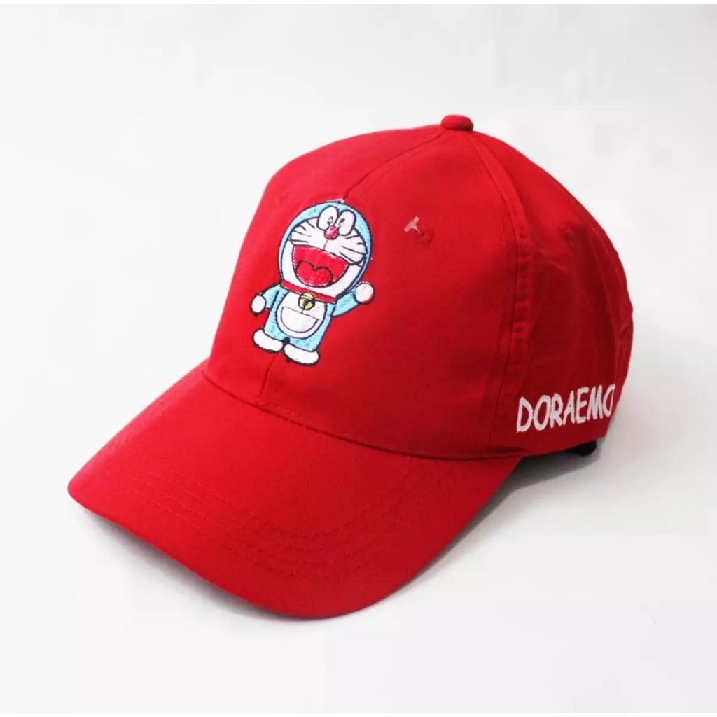 Topi dewasa wanita Doraemon fashion wanita/ Aksesoris fashion / Topi bisbol doraemon kekinian- Merah