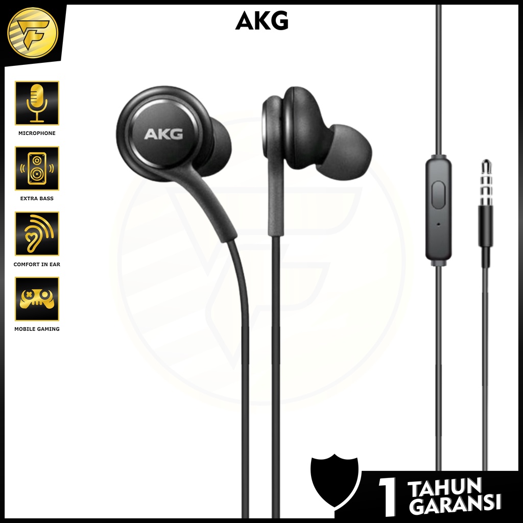 Earphone AKG stereo bass music telfon headset mic