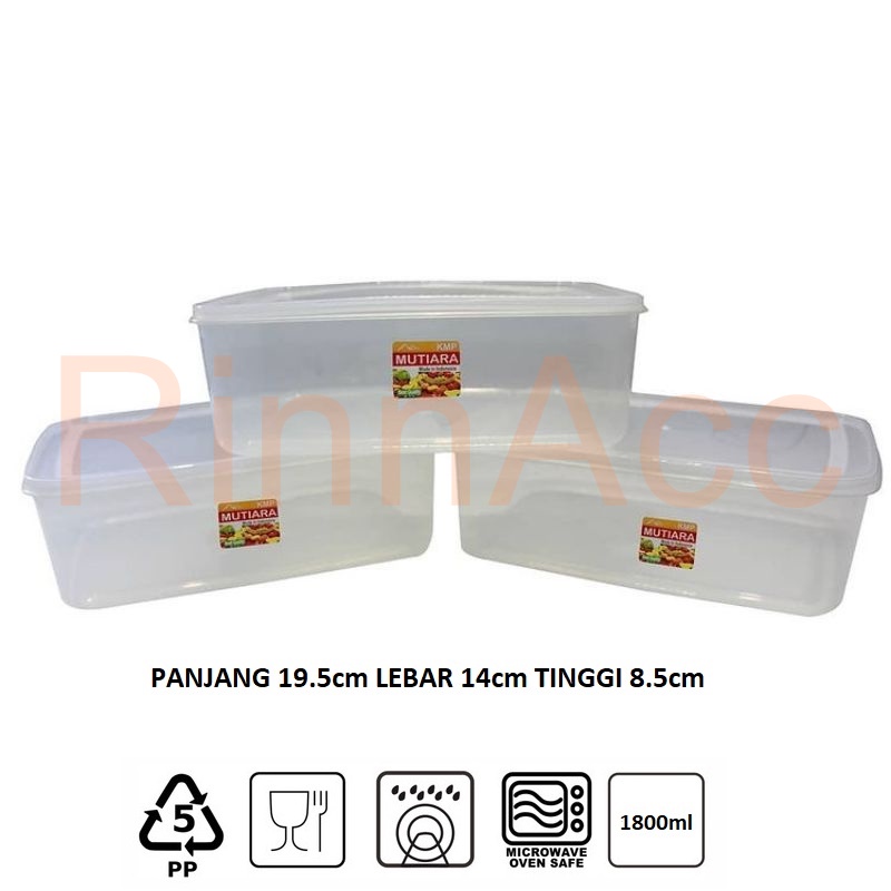 Kotak Makan Plastik 1800mL Sayur Tempat Penyimpan Serbaguna Wadah Transparan Toples Kotak Lunch Box