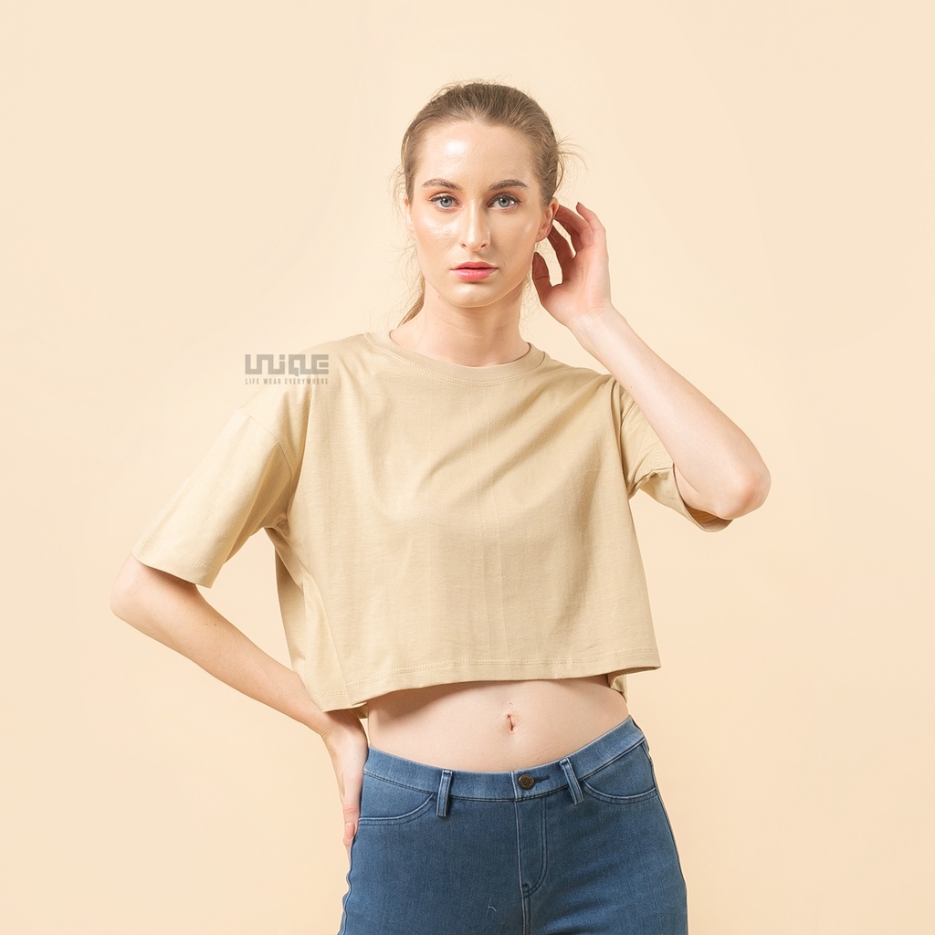 UNIQUE - (CropTop Series) Kaos Oversize Croptop Chocomilk