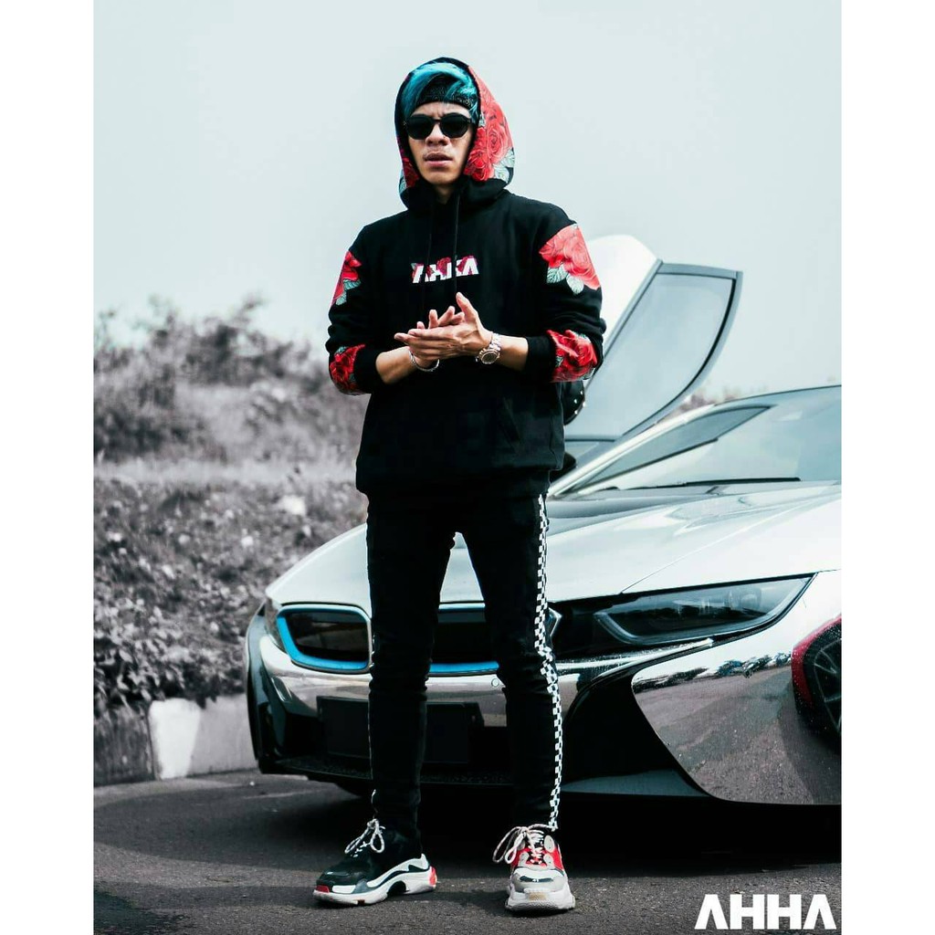 Jaket AHHA Rose - Jaket Sweater Hoodie Atta Halilintar - Jaket Sweater AHHA Rose Black