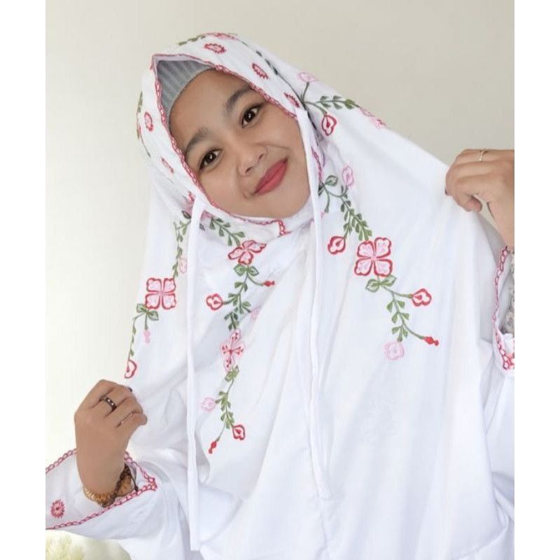 Mukena Terusan Dewasa Katun Mikro Bordir