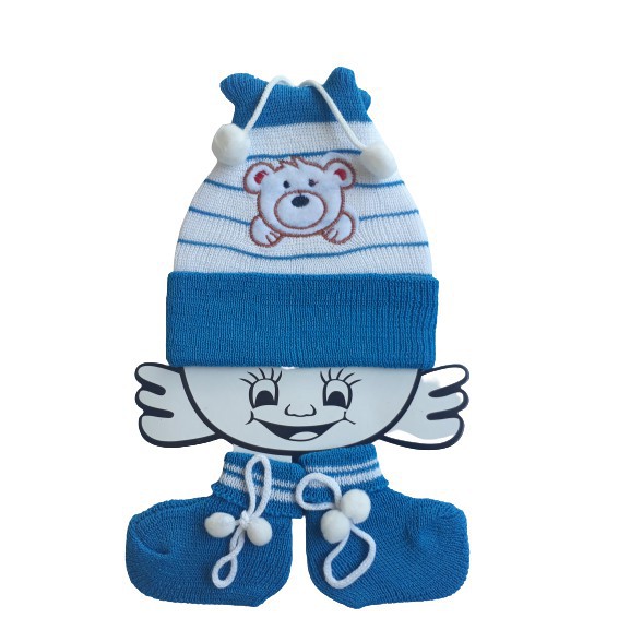 Setelan Topi &amp; Kaos Kaki Bayi Rajut