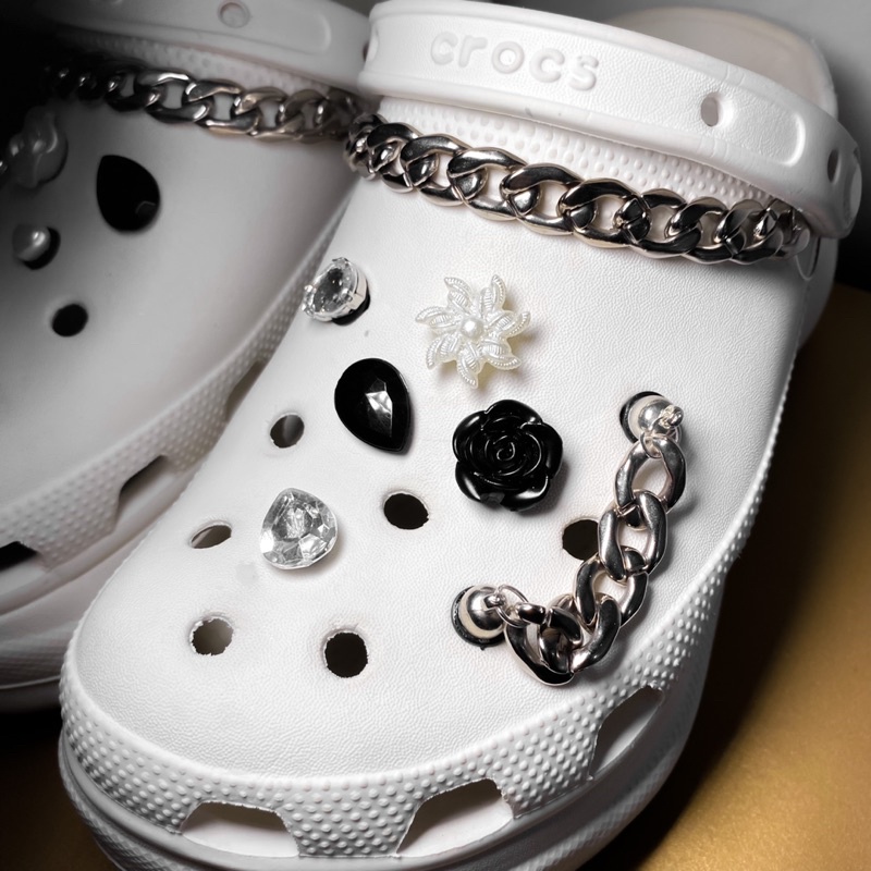 Jibbitz Crocs Charm / Hiasan Tempelan Crocs (Silvery B&amp;W)