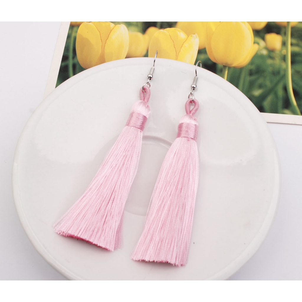 Panjang fringe anting bohemian warna-warni rumbai anting-anting Eropa dan Amerika berlebihan merek t