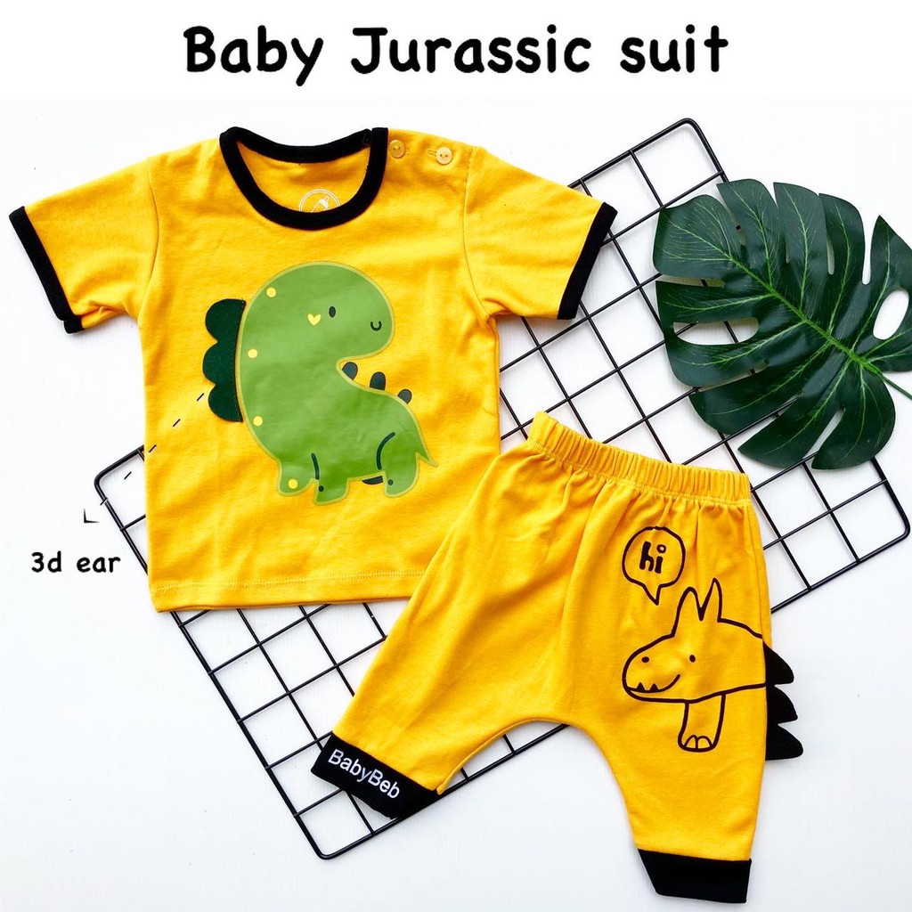 Baby Jurassic Baju Setelan Kaos Celana Pergi Jalan Lucu Fashion Anak Bayi Cowok Laki Murah Terlaris