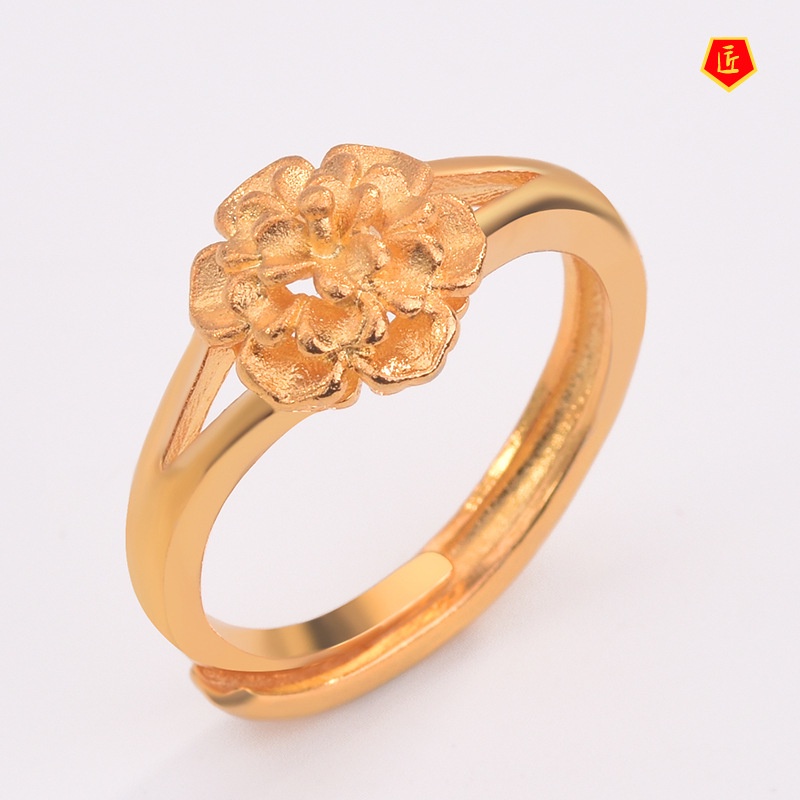 [Ready Stock]Fashion Simple 3D Golden Flower Ring