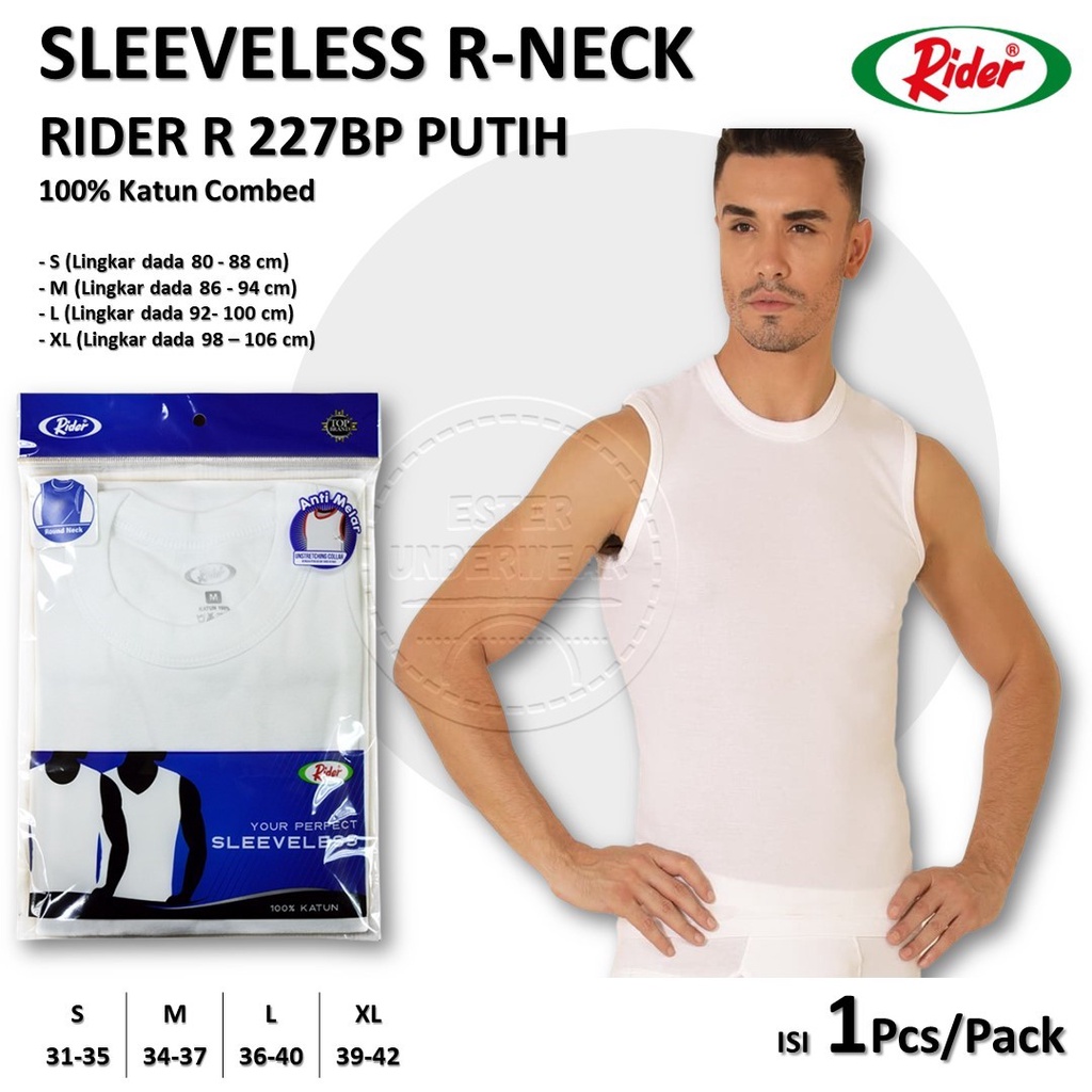 Kaos SLEEVELES RIDER O-NECK R 227 PUTIH ISI 1PCS