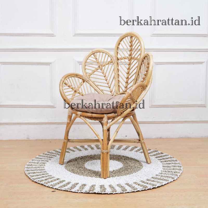 Kursi Teras Rotan Daun Size Jumbo Dilengkapi Bantal / Kursi Rotan Dekorasi / Kursi Rotan Aesthetic