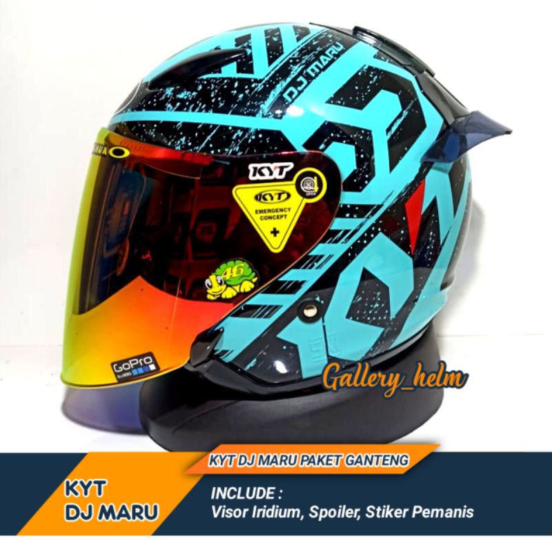 Jual HELM KYT HALF FACE HELM KYT DJ MARU 16 AQUA BLUE PAKET