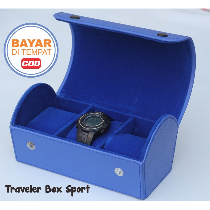 Traveller Watch Case Tube / Tempat Jam Tangan Sport Isi 3 BIRU