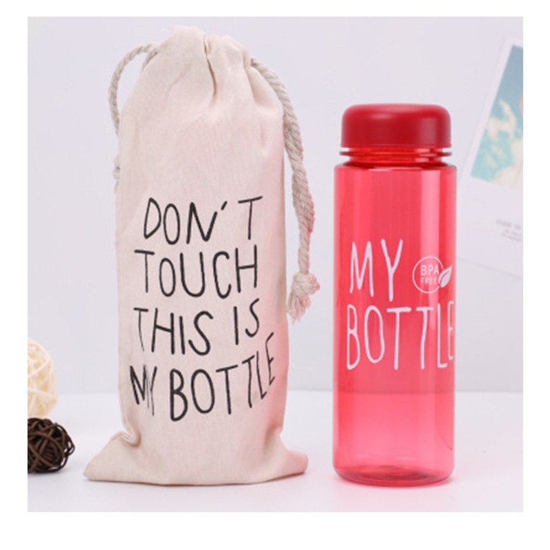 BOTOL MINUM MY BOTTLE WARNA BPA FREE BULAT 500ML ANTI PECAH + SARUNG PUTIH