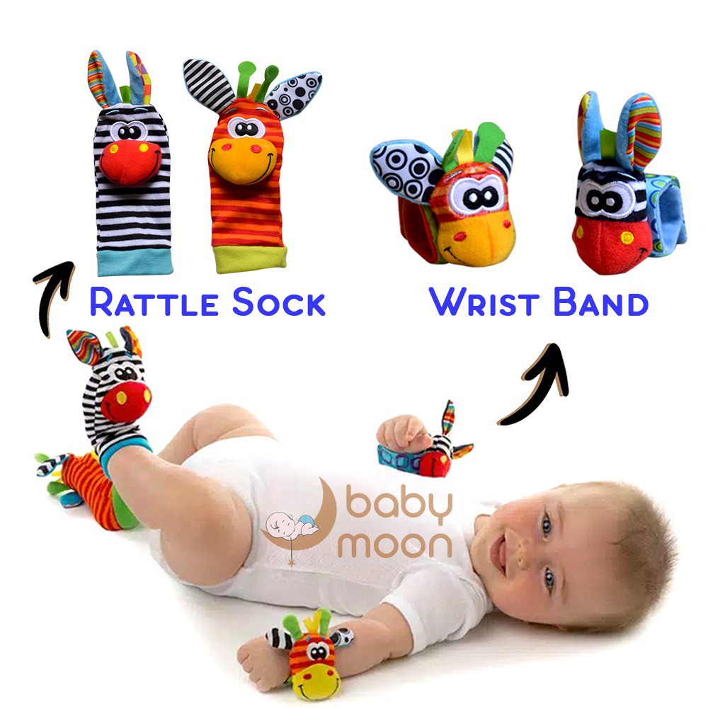 Ditababyshop  Kaos Kaki Rattle Sozzy Motif Zebra , Mainan Edukasi Bayi ,Rattle Toy kaos kaki kaus kaki