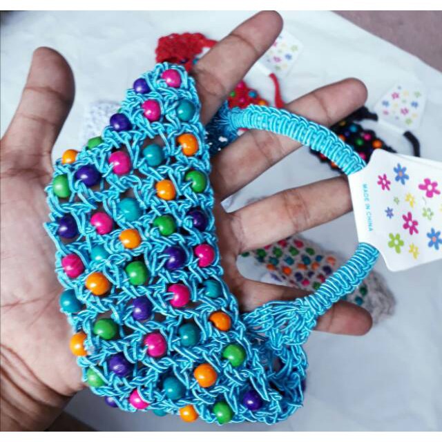 grosir   Bandana bando isi 6 pcs rajut mote warna warni