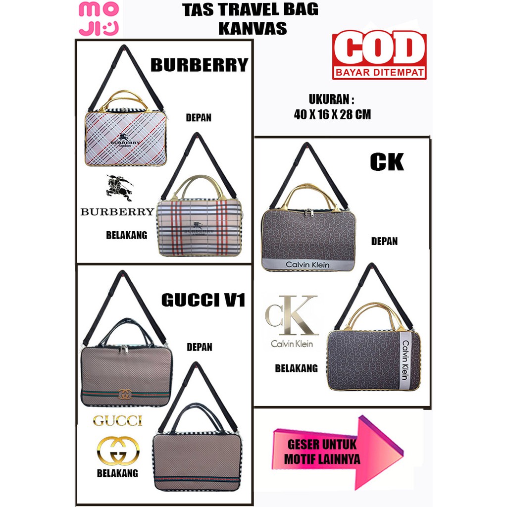 Tas mudik Tas travel bag bahan kanvas motif karakter anak tas selempang koper besar Moji 1