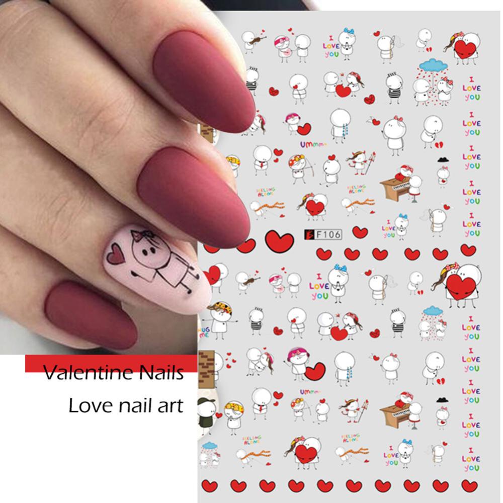 Timekey Stiker Kuku 3D Motif Hati / Huruf Untuk Dekorasi Nail Art / Manicure A6K7