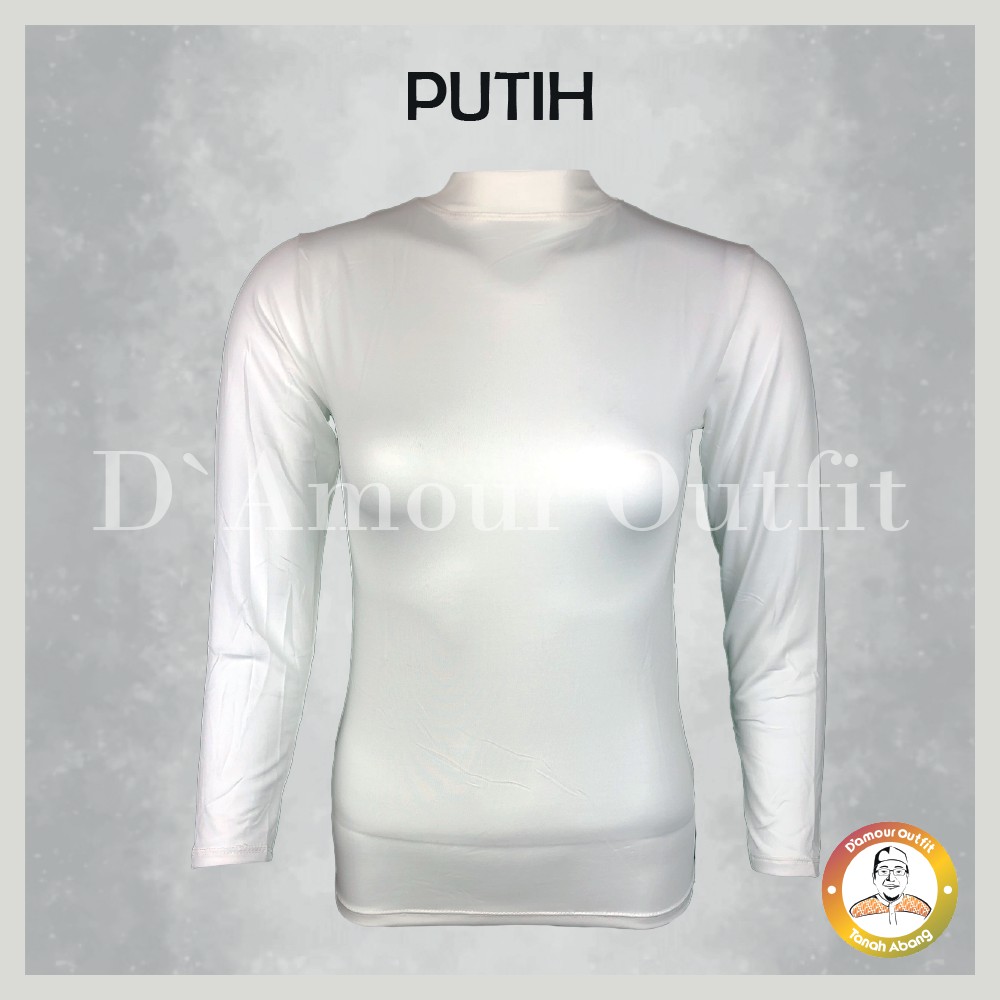 Manset Baju Wanita Dalaman Kebaya Iner Jumbo Lengan Panjang Polos Bahan Spandek Balon Licin Perempuan Hitam Warna Kulit Kaos Daleman Cewe Hijab Dewasa Anak Tangan Leher Kerah Turtle Neck Mangset Atasan Inner Cewek Big Size LD 120 140 Katun Premium