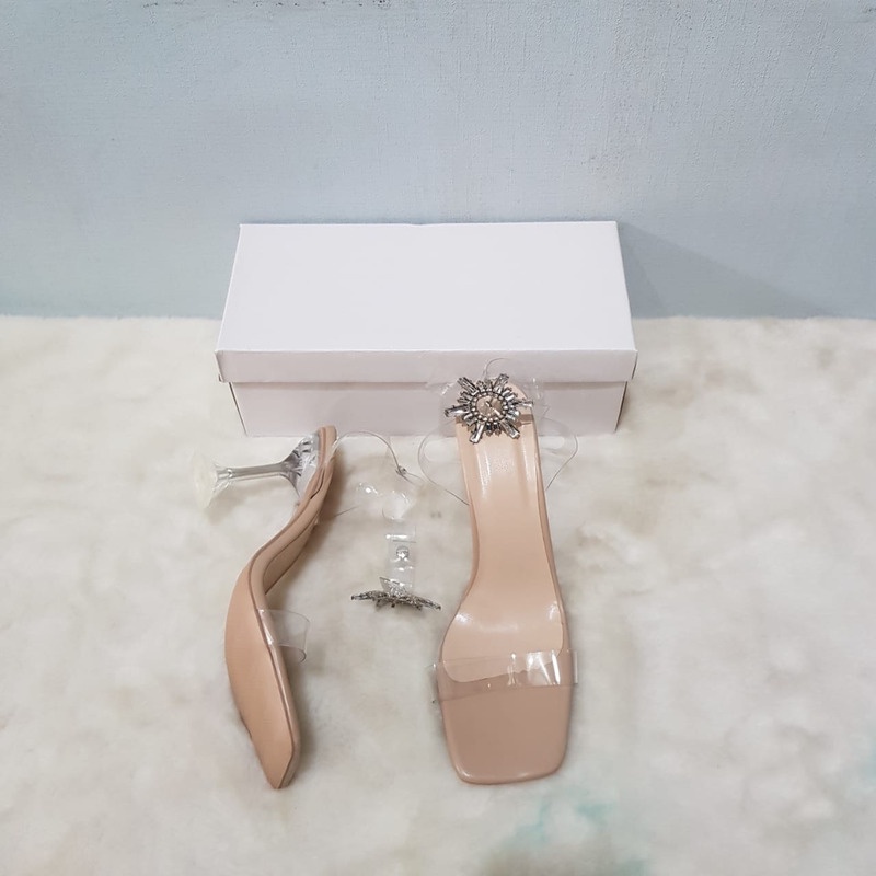 20754 High Heels Transparant Import - Heels Kaca Wanita 7cm Hak Tinggi Pesta