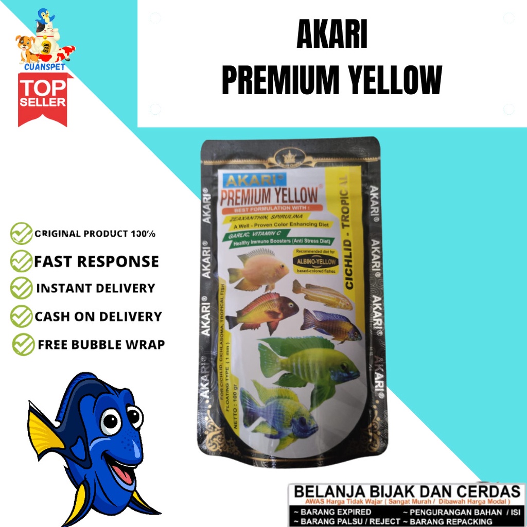 promo termurah Akari Premium Yellow Cichlid oscar discuss channa gabus dll 100gr with Zeaxanthin pak