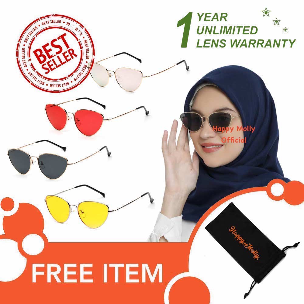 Kacamata Eye Cat UV Sunglasses (Design Korea) Wanita - MLB ( Group ) FREE Sarung