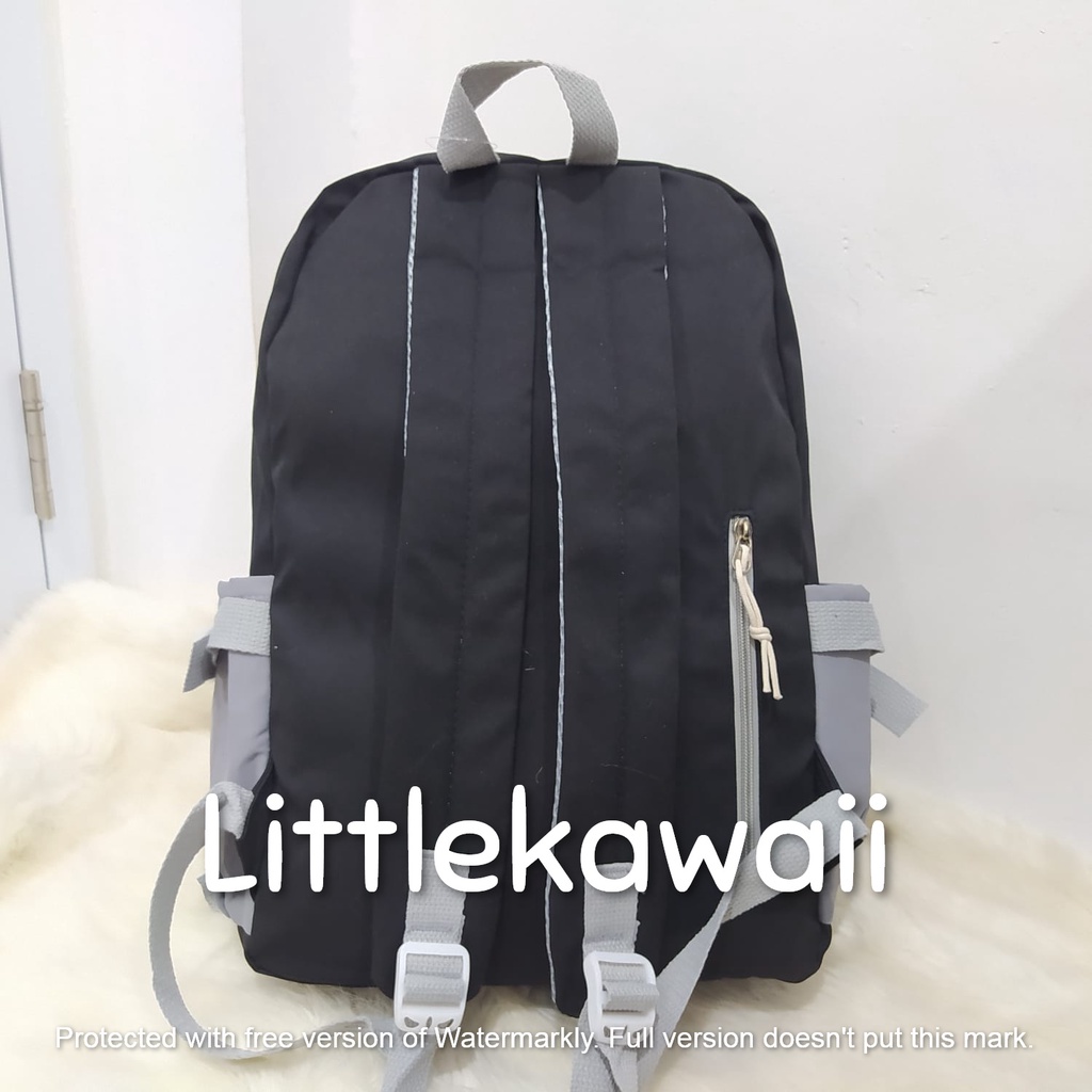 LK/Tas Ransel Laptop Backpack Parasut Sekolah Fashion Korean Style Anak Remaja Warna Warni Kantong Depan Xinyuemei Import