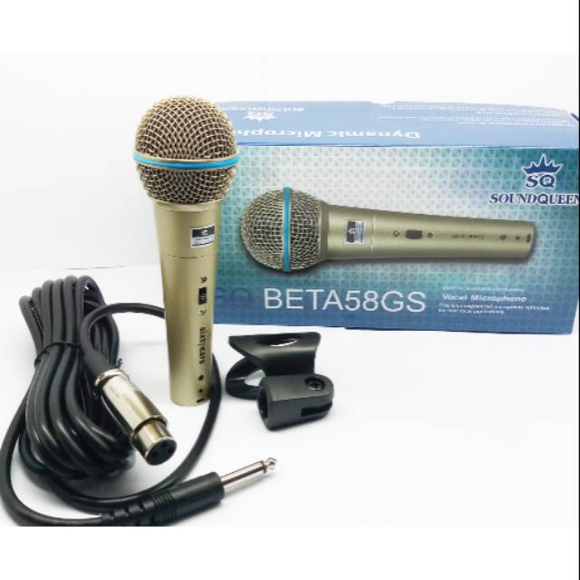 Mic Hallo Vocal Soundqueen Pro BETA58GS gold plus switch kabel