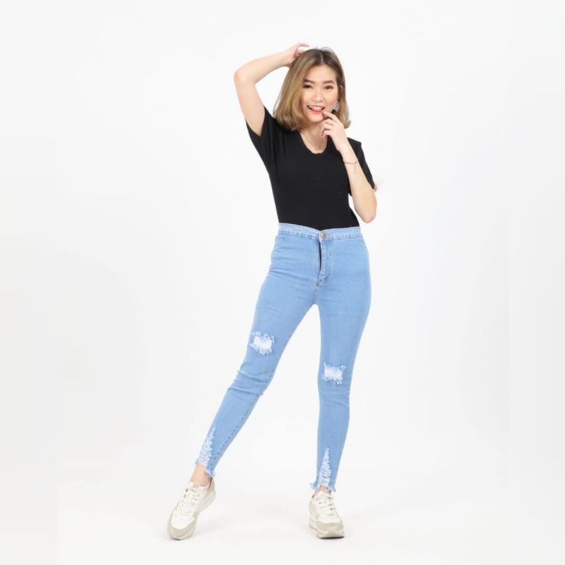 HIGHWAIST BOYFRIEND JEANS UNFINISHED CUT BOYFRIEND JEANS COSTUM SOBEK RIPPED