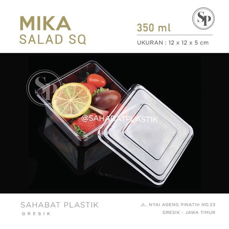 25PCS MIKA PUDING SALAD PLASTIK KOTAK 12x12 cm /  MIKA TEMPAT KURMA / MIKA SALAD SQUARE 350 ml / MIK