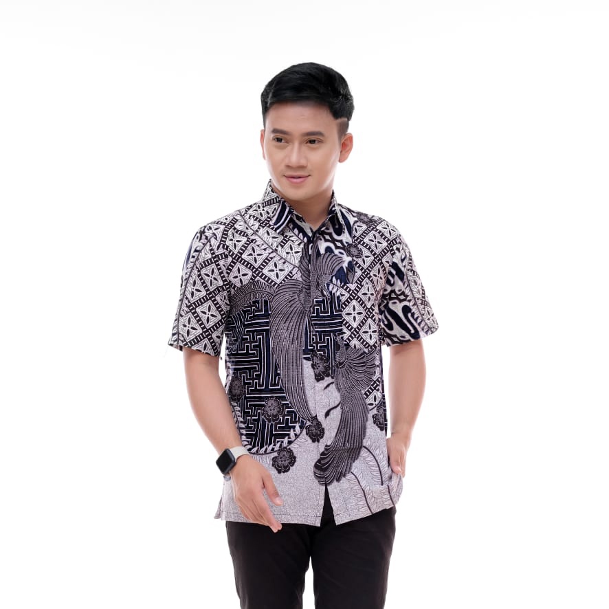 Batik Pria Lengan Panjang Pendek BATIK BERKAHTURAH SIZE M L XL XXL BSWART BatiK HRB026 Kenongo Hem Panjang Padi