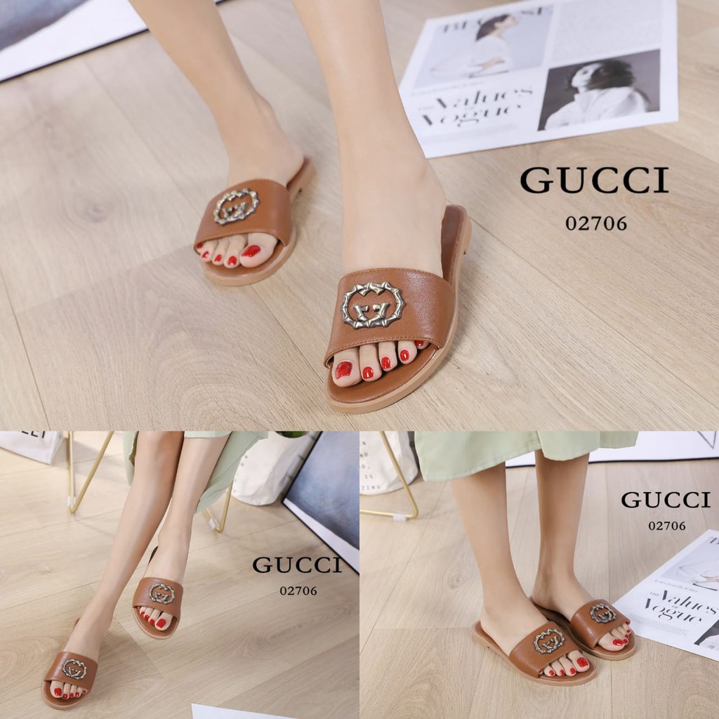 SANDAL SLIPPER FLIPFLOP KULIT HALUS #02706#