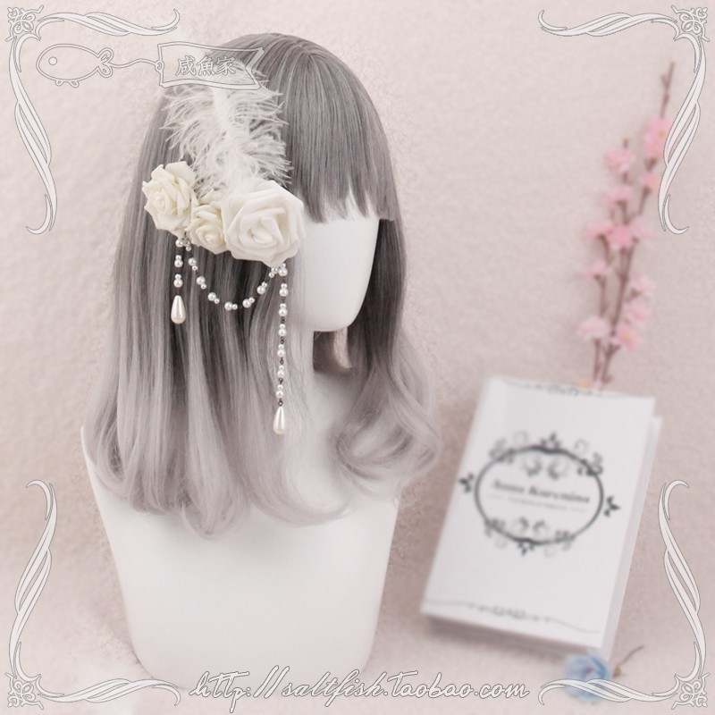 LOL-139 wig rambut palsu daily lolita korea jepang gray abu grey