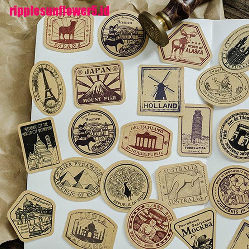 46pcs / Kotak Stiker Kertas Gaya Vintage Untuk Segel Kemasan Hadiah