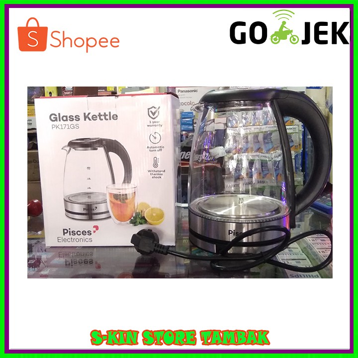 Promo Teko Listrik Transparan PISCES PK-171GS kaca 1,7 liter terlihat mewah