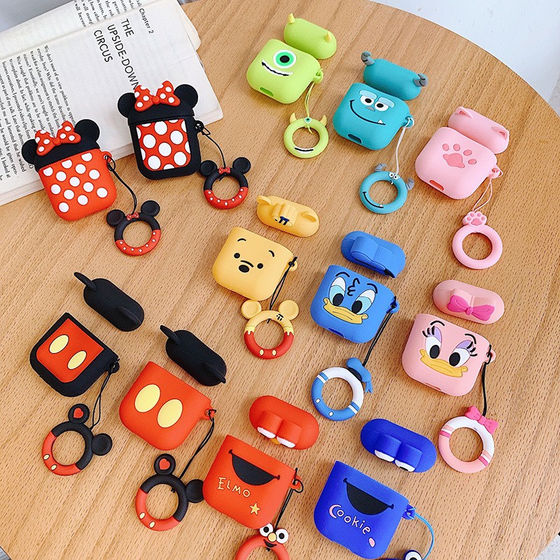 Case Pelindung Bahan Silikon Motif Kartun Untuk Apple Airpods 12 i10 i12 i9s tws