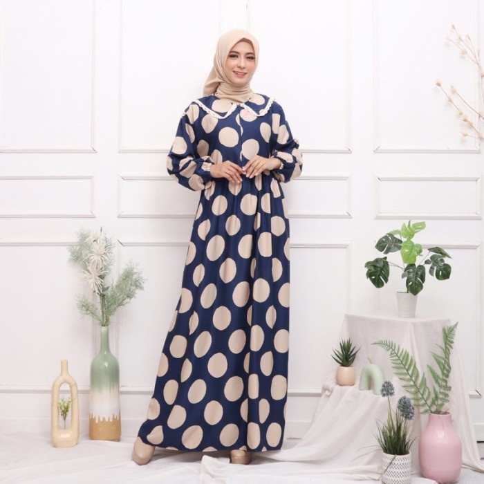Gamis polkadot shakila | Gamis shakila onde renda