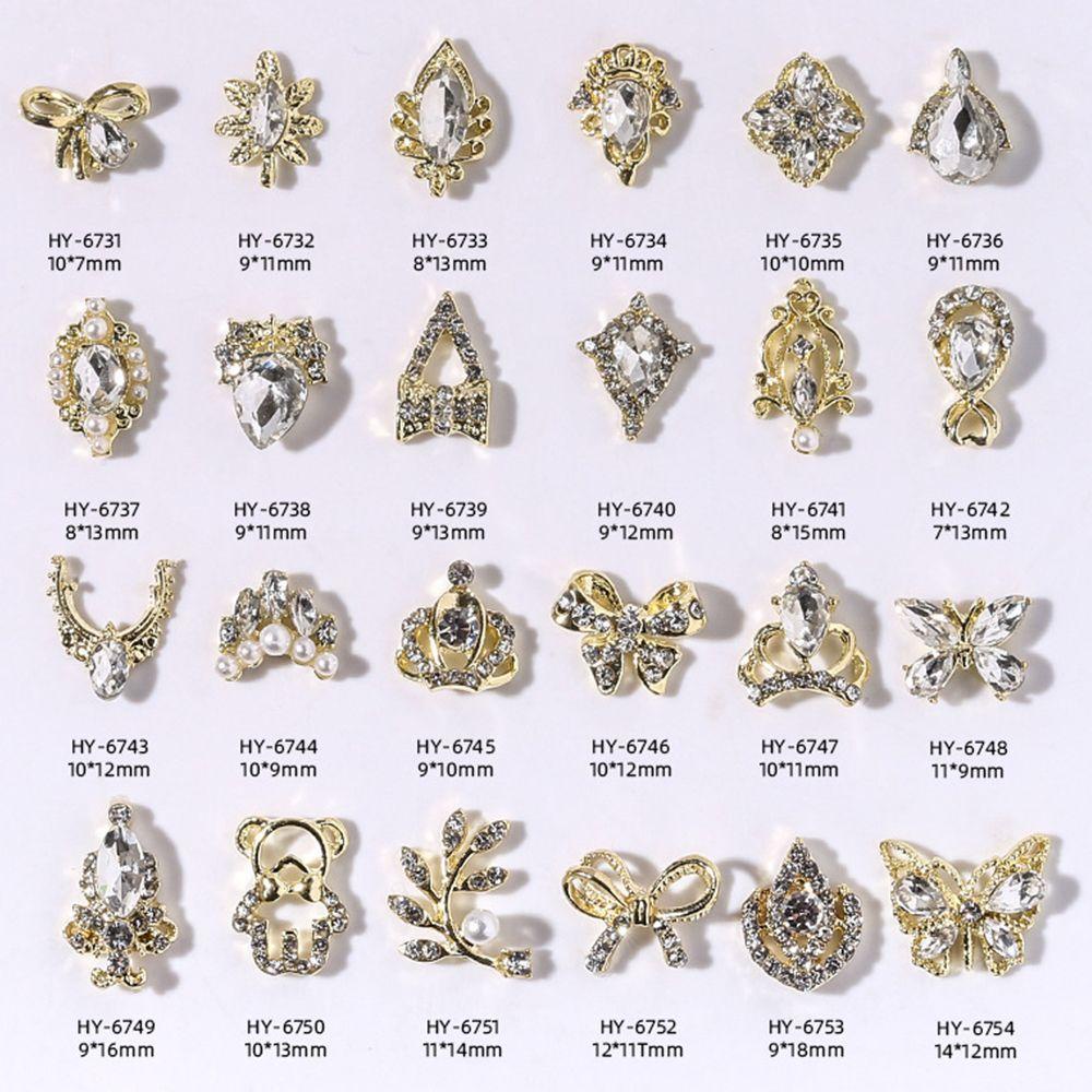 AUGUSTINA Agustin 3D Butterfly Nail Rhinestones 3D Beruang Pesona Kupu-Kupu Berlian Kristal Nail Art Dekorasi