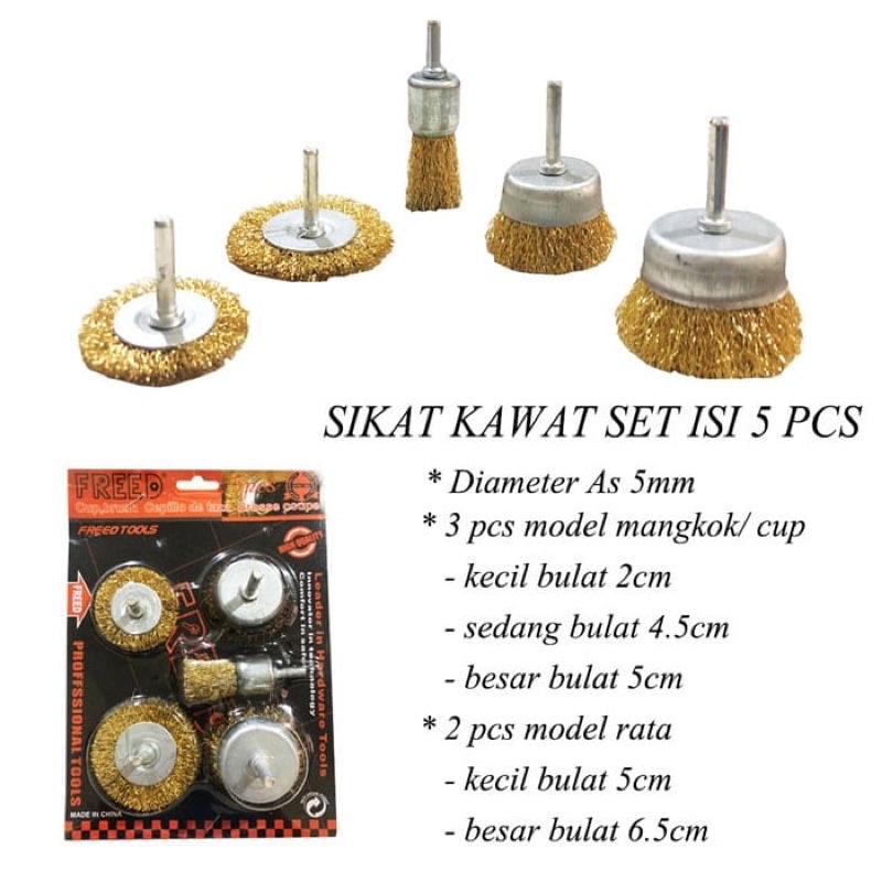 Sikat kawat kuningan set 5pcs merk Freed