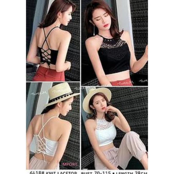 6418 Knit Lacetop BCTanktop wanita knit hitam/putih